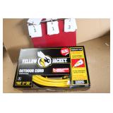 Yellow 100 ft extension cord in box