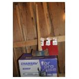 Chainsaw and axe