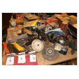 Band saw, router bits, grinders, tools