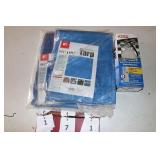 2 5.5 x 7.ft Tarps and fire extinguisher