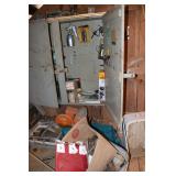 Cabinet and contents, tile saw, nail gun