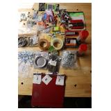 Tape, clamps, assortment of nuts and bolts