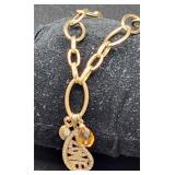 "LOVE" 14K 16"Natural Diamonds Yellow Topaz 9 gram