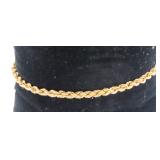 7" 10K YG 3MM Hollow Rope Bracelet 1.0 gram