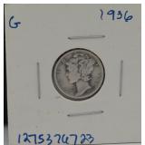 1936 Silver Mercury Dime