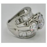 .925 Sterling Silver Cocktail RING CZ 12.6 gram