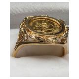 1999 PANDA 1/20oz .999 coin ring 14K YG 5.6 grams