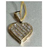 14K Heart Pendant 40 Natural Princess Cut Diamonds