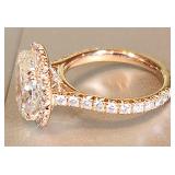 14K Rose Gold w/ 4.02 CT Oval Diamond see desc