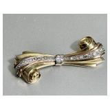 14K YG Broach 26 Natural Diamonds aprx 1 CT tw