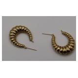 14K Puffed Loop Earrings 4.4 grams