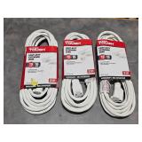 3 - 15 foot white extension cords