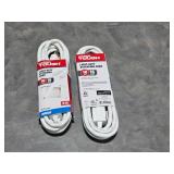 2 - 10 ft white cords