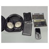 headphones, calculators, & phone