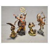 4 detailed Hamilton 6" to 12" indian figurines
