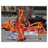 bucket of ratchet straps & strapping