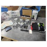 Automotive items, jump pack, ball, Ford caps