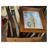 box of frames, pictures, art
