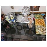 clear glass & other collectibles on table