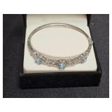 BLUE & WHITE TOPAAZ BANGLE BRACELET