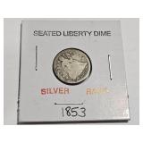 1853 RARE SILVER Seated Liberty Dime