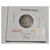 1910 RARE SILVER Barber Dime