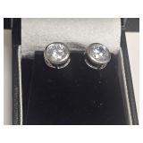 ROUND CUT WHITE TOPAZ EARRINGS