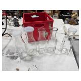 Bottles / vases & crate