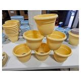 6 - yellow 8" flower pots
