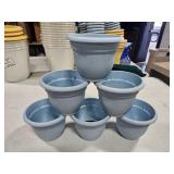 6 blue 6" flower pots