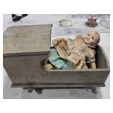 Vintage Porcelin Doll & Cradle