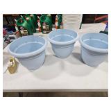 3 - blue 12" flower pots