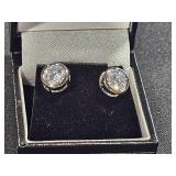 Round Cut White Topaz Earrings