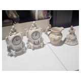 Old English Style Clocks, Pitcher, Doll