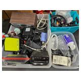 bins of cords & electronics