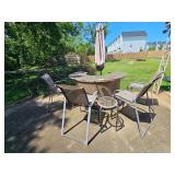 outdoor bar and umbrella + stool