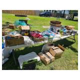 tables of household items, glassware