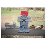 metal garden lantern, 2 metal shoes