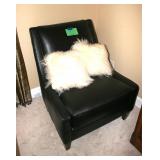Black leather accent chair