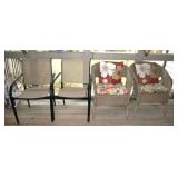 2 patio chairs, 2 wicker chairs
