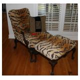 Tiger Print Chair and Ottoman