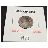 RARE SILVER 1943 Mercury Dime