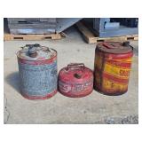 3 vintage metal gas cans