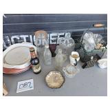 random glass items, coke/RC/BUD bottle