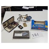 lighters, darts, chess game