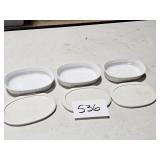 3 - corning ware dishes with lids