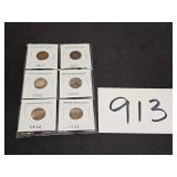 6 Indian Head Cents 1897 - 1903