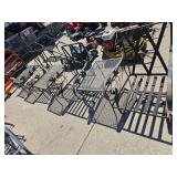 4 vintage iron chairs & 3 tables