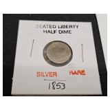 RARE SILVER 1853 Seated Liberty Half Dime