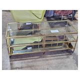 3 level mirror & glass cocktail table 48x20x17